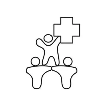 Cross health Commitment Teamwork Together Outline Logo vector Illustrazione stock