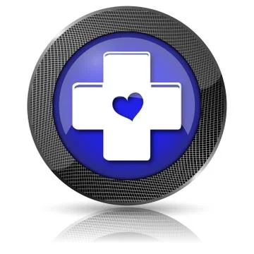 Cross with heart icon Stock Illustration