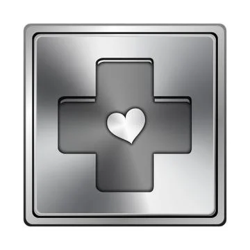 Cross with heart icon Stock Illustration