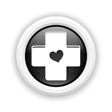 Cross with heart icon Stock Illustration