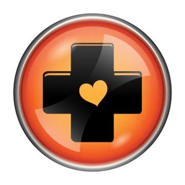 Cross with heart icon Stock Illustration