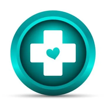 Cross with heart icon. Internet button on white background.. Stock Illustration