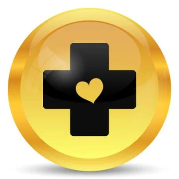 Cross with heart icon. Internet button on white background.. Stock Illustration