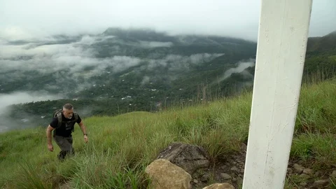 A Cross on a Hill Overlooking a Town co Video stock 124607336