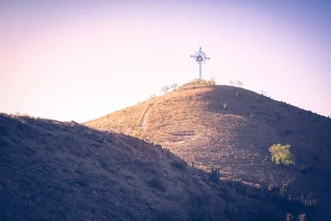 Cross on the hill Stock Photos