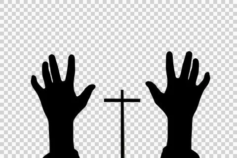 Cross in human hands	 Stock Illustration