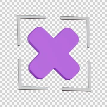 Cross icon with white frame on black User Interface 3D icon Stock Illustration