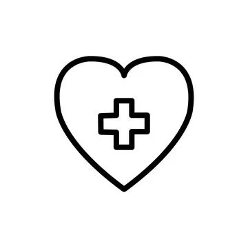 Cross inside heart line style icon design of Medical care hygiene health emer Stock Illustration