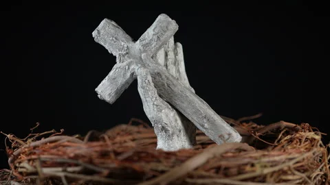 Cross of Jesus Christ in the hand. Handmade decorative Crucifix and hand fo.. Stock Footage 345456471