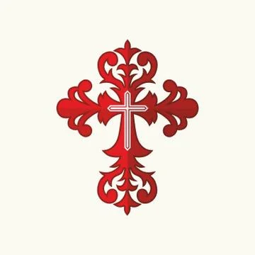 Cross of Jesus with decorative elements 스톡 일러스트