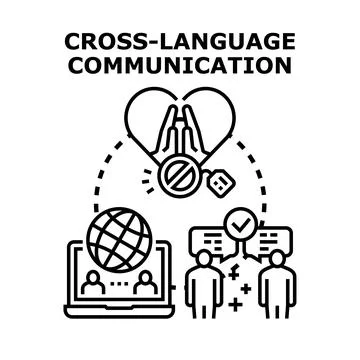 Cross language communication overcoming barriers and connecting globally Stock Illustration