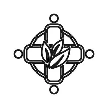 Cross leaf Commitment Teamwork Together Outline Logo Stockillustratie
