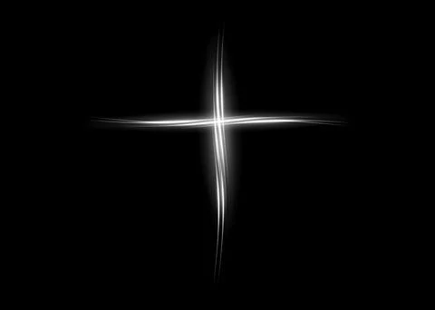 Cross of light, shiny Cross with white lights frame symbol of christianity Stock-Illustration