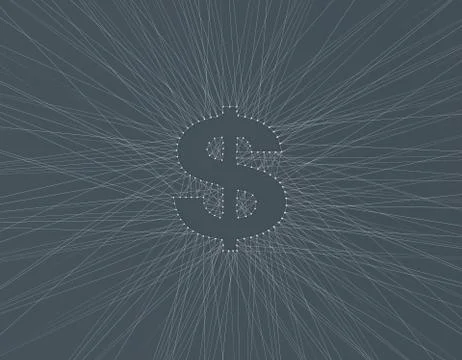 Cross line composed of dollar signs, online financial technology 库存插图