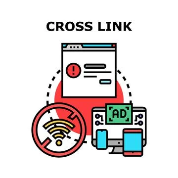 Cross link concept connecting website and devices Illustrazione stock