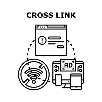 Cross link concept connecting website and devices Stockillustratie