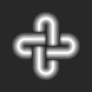 Cross logo or plus sign rounded shape made of metallic gradient gray inters.. Illustrazione stock