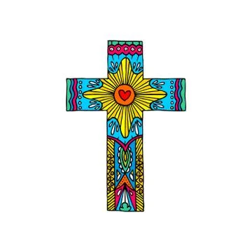Cross of the Lord and Savior Jesus Christ hand-drawn Illustrazione stock