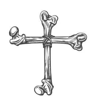 Cross Made of Human Bones Tattoo. Vector Illustration Stock Illustration
