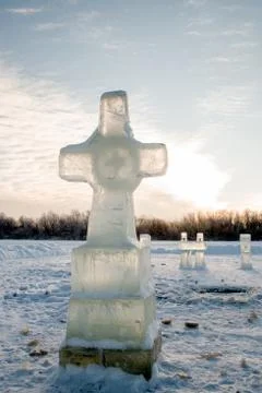 Cross made of ice Stock Photos