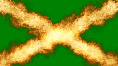 Cross made out fire green background green screen animated chromakey background Stock Footage 314064550