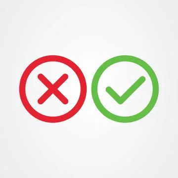 Cross mark and Check mark symbol icon vector Stock Illustration