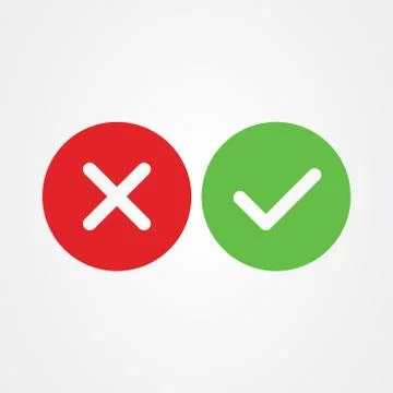 Cross mark and Check mark symbol icon vector Stock Illustration