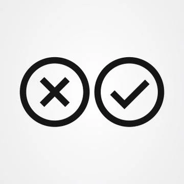 Cross mark and Check mark symbol icon vector Stock Illustration
