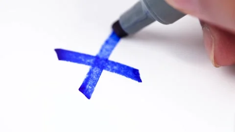 Cross mark drawn on paper symbolizing error, rejection, mistake Stock Footage 328219051