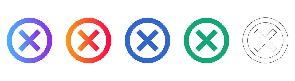 Cross Mark Error Icon Set Stock Illustration