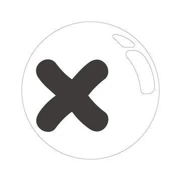 Cross mark glossy bubble 2D line object Stock Illustration