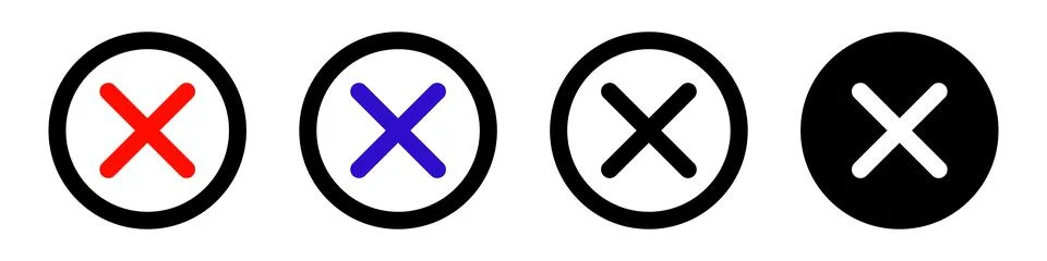 Cross mark icon set. Prohibited and restricted icons. Vectors. Stock Illustration