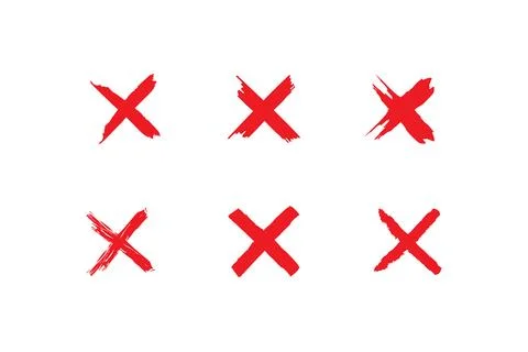 Cross mark icon. X red brush simbol. Grunge isolated sign in vector flat styl Stock Illustration