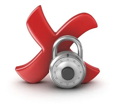 Cross Mark with Lock, This is a computer generated and 3d rendered picture Stock Illustration