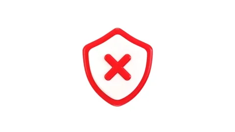 Cross mark with protect shield 3d error icon animation Stock Footage 312117821