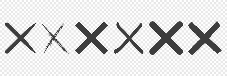 Cross Mark Set. on transparent background checkmark Illustrazione stock