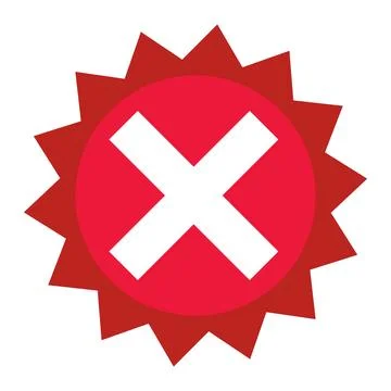 Cross-marked badge icon. Problems and negations. Vectors. Stock Illustration