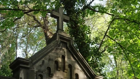 Cross Mausoleum Trees - 4k Stock-Footage 72417628