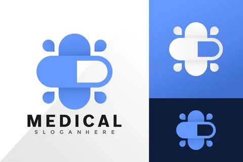 Cross medical capsule logo vector design. Abstract emblem, designs concept, l 스톡 일러스트