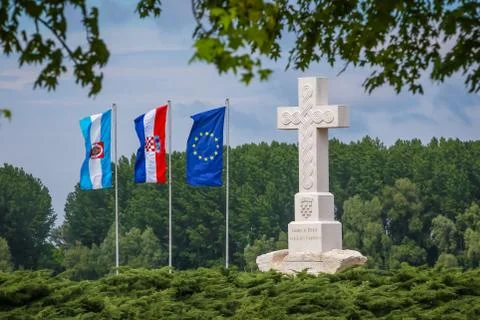Cross in memory of war defenders Stock Photos