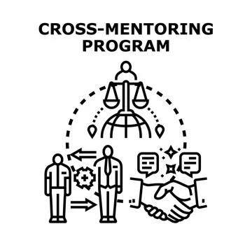 Cross mentoring program fostering global business partnership Stock Illustration