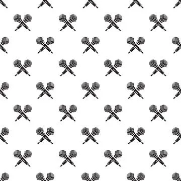 Cross microphones repeating pattern for music background Illustrazione stock
