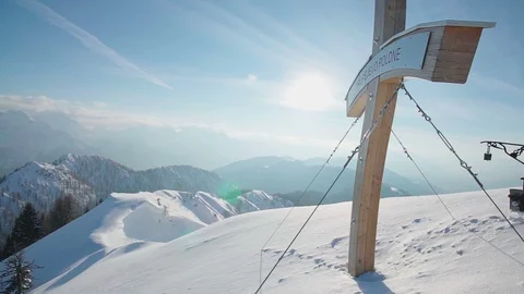 A cross monument on top of a mountain Stock Footage 102568223