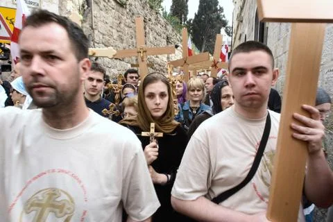Cross motion in jerusalem Stock Photos