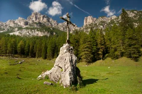 Cross on mountain Stock Photos