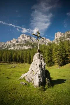 Cross on mountain Stock Photos
