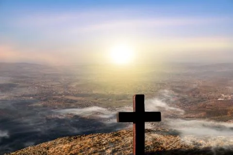 Cross on the mountain Stock Photos