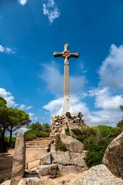 Cross on the mountain. Stock Photos
