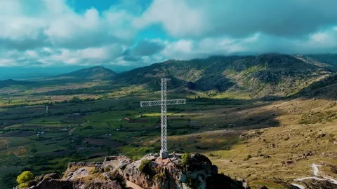 Cross Mountain Top With Background Scenery 스톡 동영상 274754899