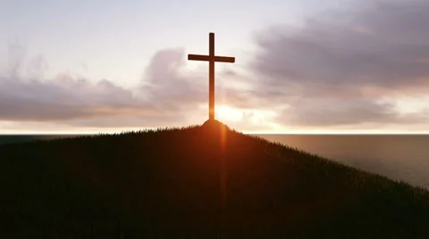 Cross on a mountain top Stock Footage